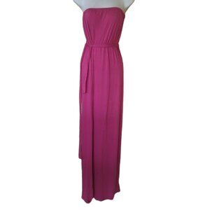 BOOHOO Fushia Pink Maxi Strapless Belted Dress Size Size 12 NEW NWOT